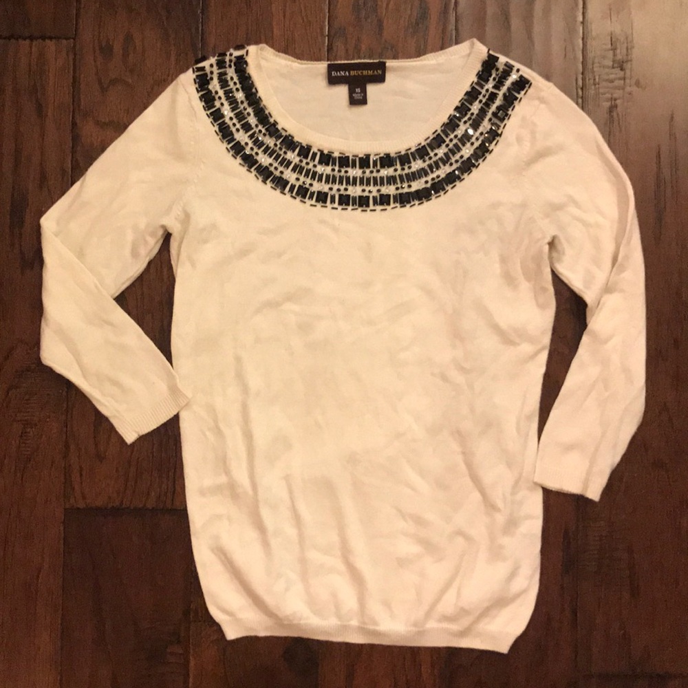 Beaded crew neck sweater